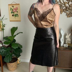 Vintage Acton Hide House Black Leather Skirt